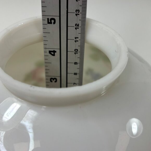 Vintage White Floral Glass Lamp Shade Globe Pink Roses  Blue Flowers  7" Diamete - Picture 5 of 10